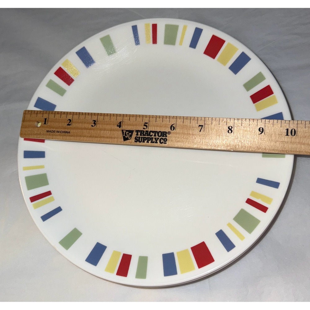 Vintage CORELLE Vitrille 10.25 Dinner Plates MultiColor Blocks MEMPHIS SET OF 10 - Picture 4 of 4